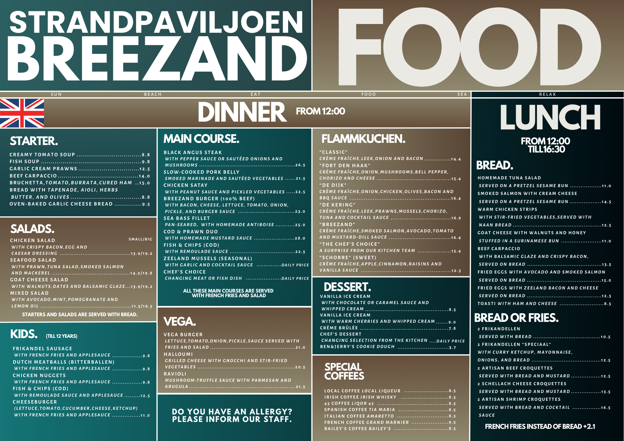 menu engels 2025